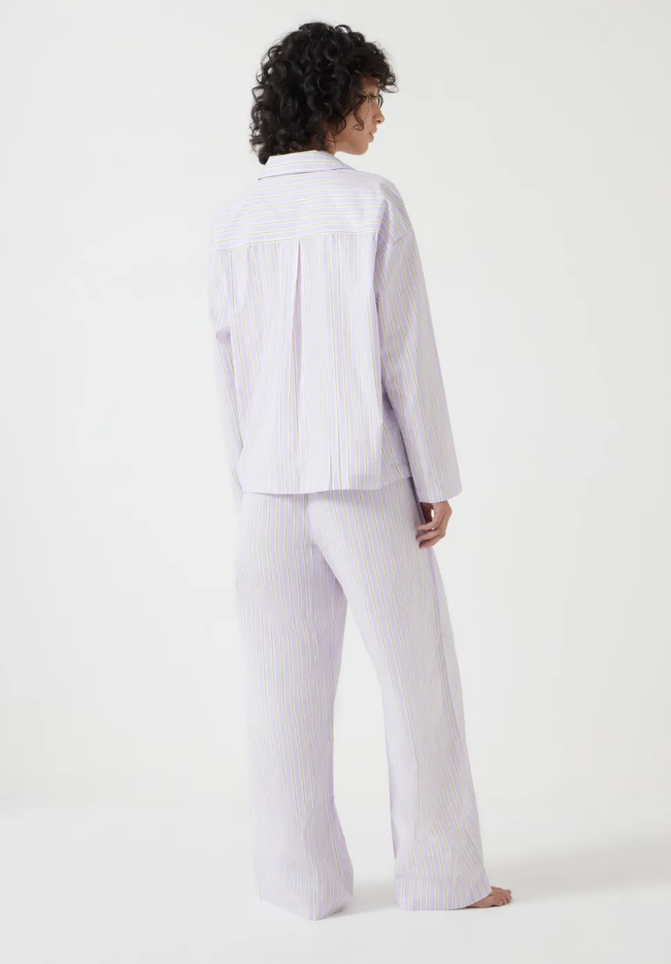Cotton Poplin Stripe Trouser Pyjamas Set