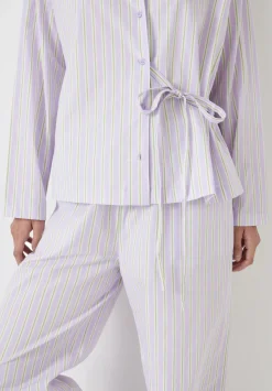 Cotton Poplin Stripe Trouser Pyjamas Set