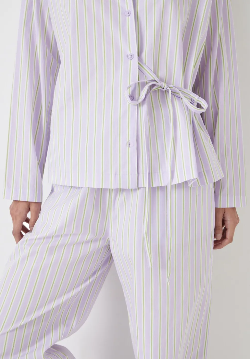 Cotton Poplin Stripe Trouser Pyjamas Set