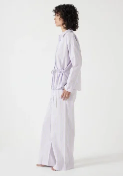 Cotton Poplin Stripe Trouser Pyjamas Set