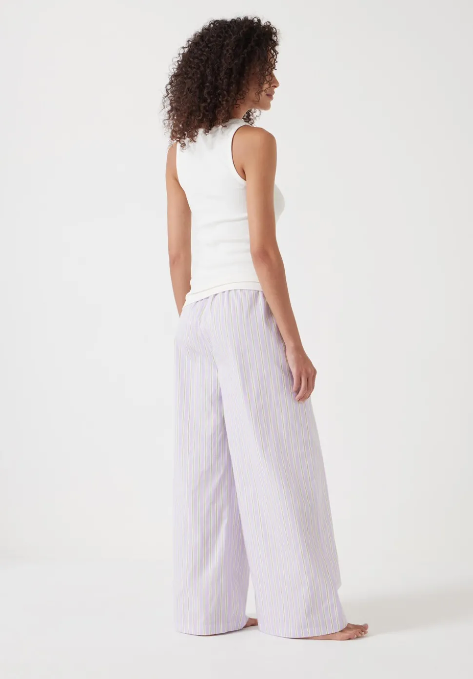 Cotton Poplin Stripe Vest Pyjamas Set