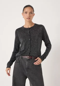 Crew Neck Slim Fit Metallic Cardigan