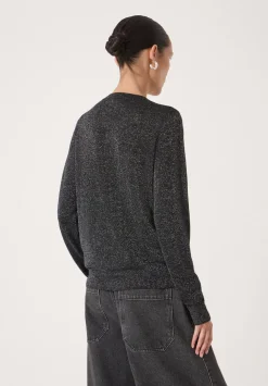 Crew Neck Slim Fit Metallic Cardigan