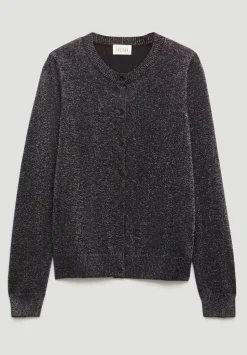 Crew Neck Slim Fit Metallic Cardigan