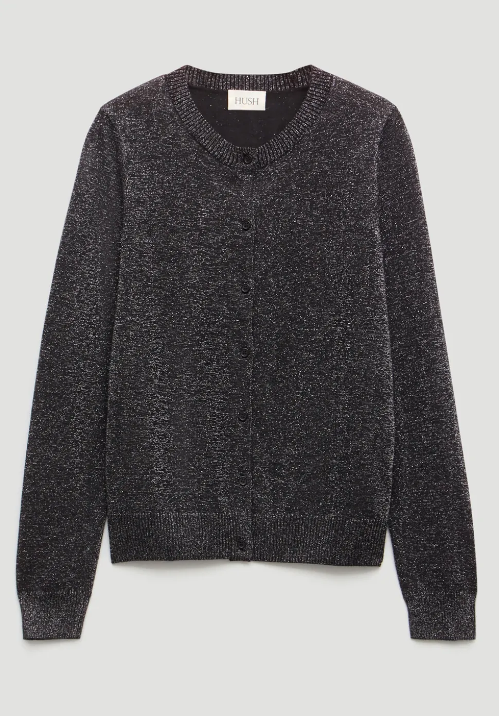 Crew Neck Slim Fit Metallic Cardigan