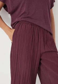 Crinkle Wide Leg Cropped Trousers