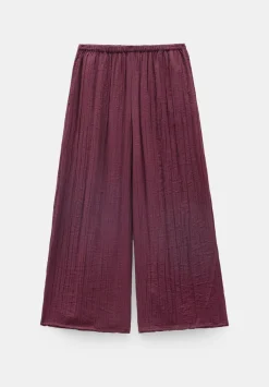 Crinkle Wide Leg Cropped Trousers
