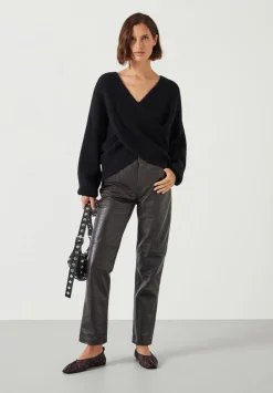 Crocodile Embossed Leather Trousers