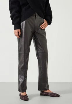 Crocodile Embossed Leather Trousers