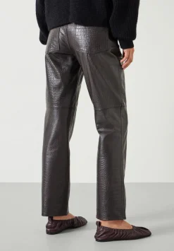 Crocodile Embossed Leather Trousers