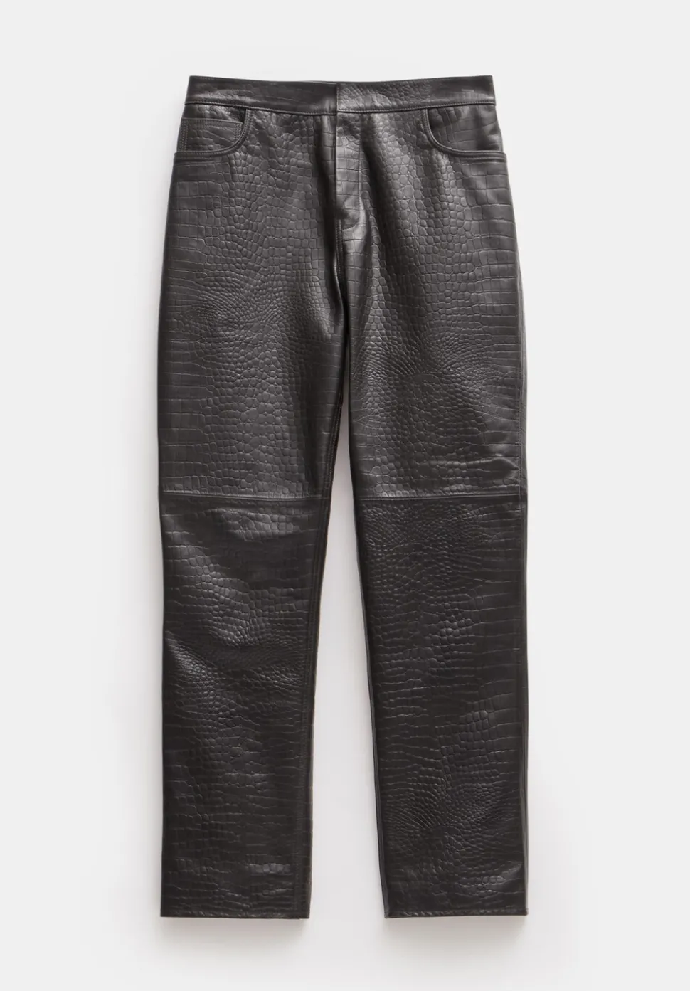Crocodile Embossed Leather Trousers