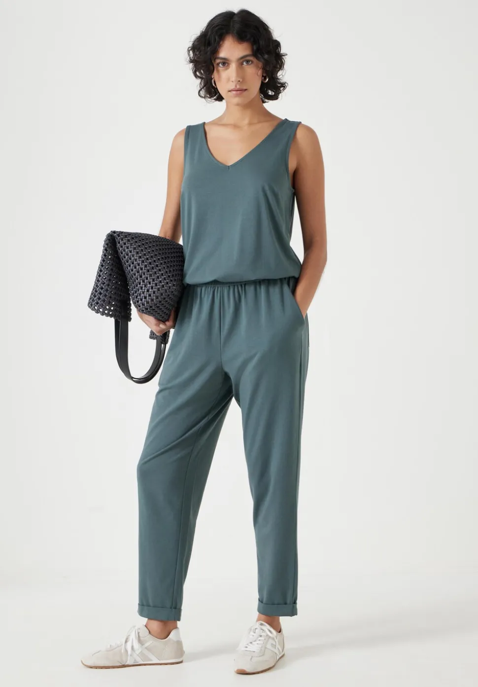 Cropped Jersey Jumpsuit