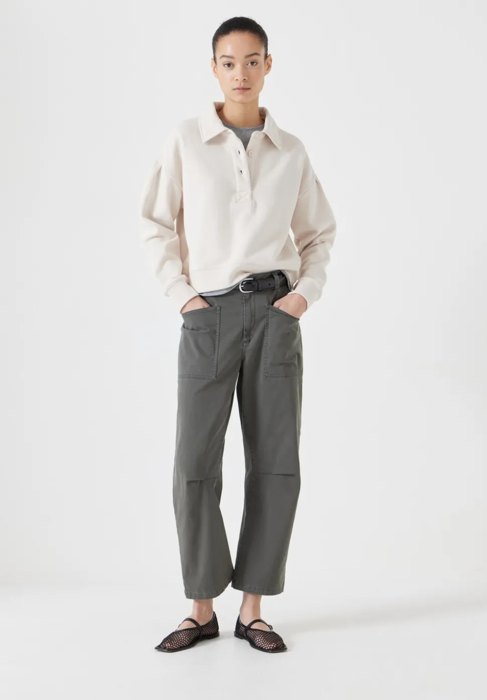 Cropped Polo Sweatshirt