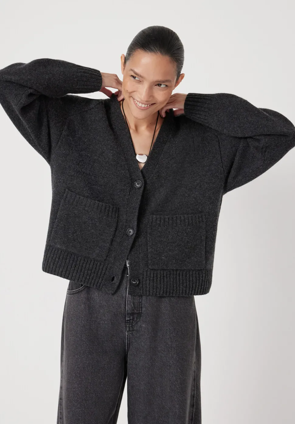 Daisy Merino Wool V Neck Cardigan