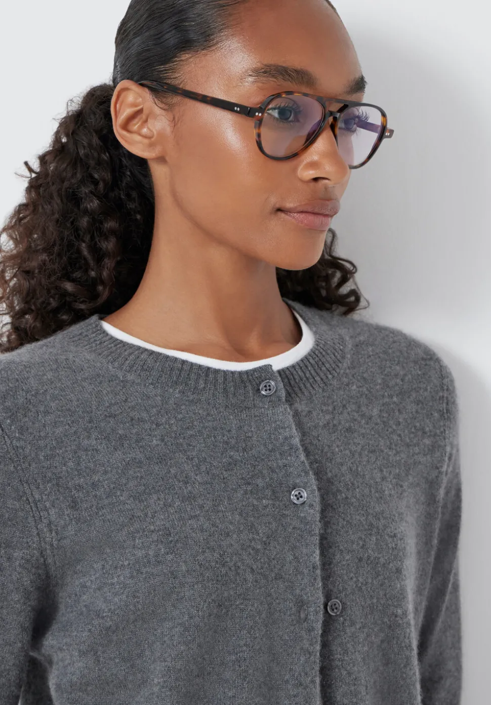 Daphne Cashmere Button Through Slim Cardigan