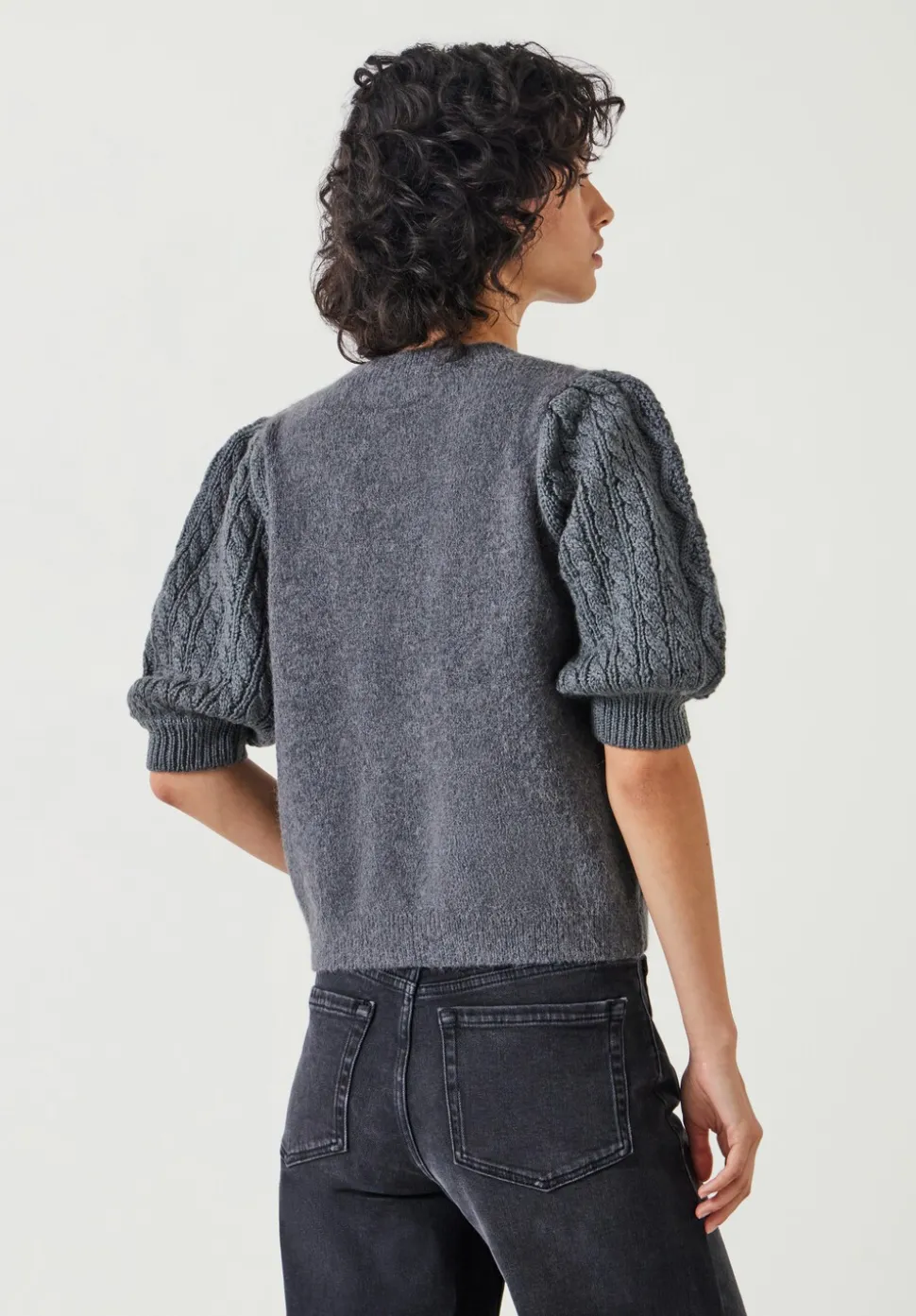 Demi Puff Cable Sleeve Knitted Top