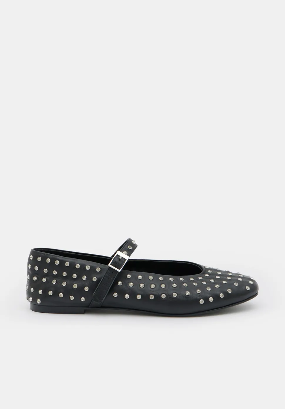Diamante Studded Leather Mary Jane Flats
