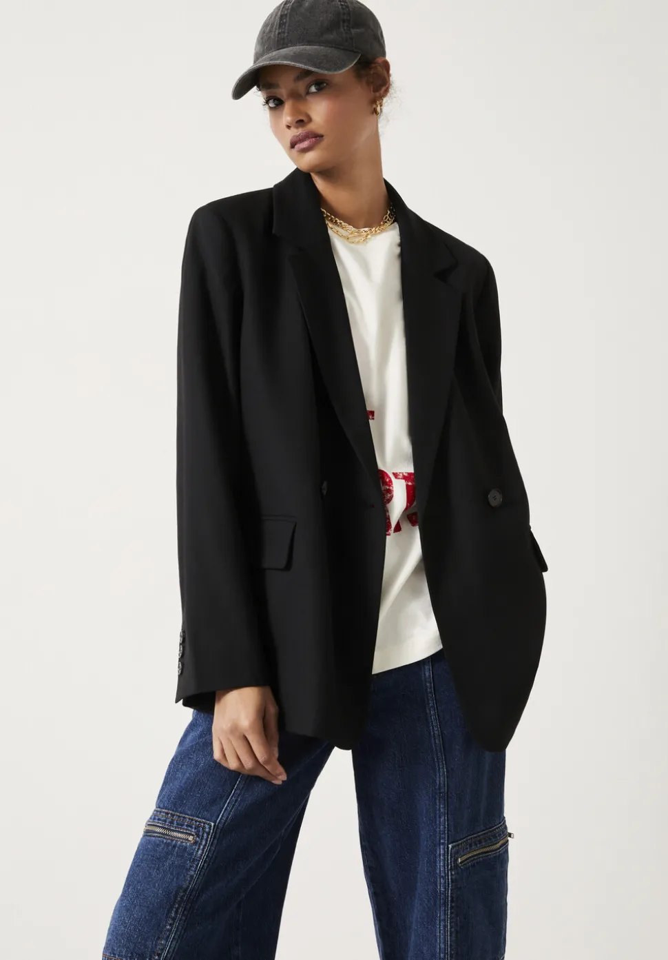Double Breasted Wool Blend Blazer