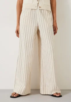 Elissia Striped Cotton Wide Leg Trousers