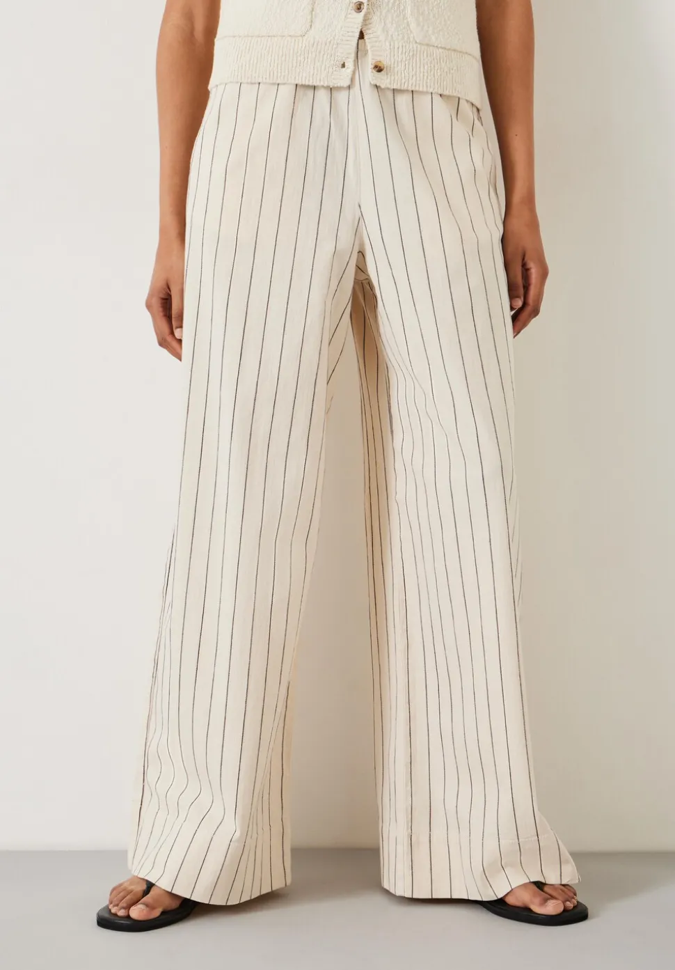 Elissia Striped Cotton Wide Leg Trousers