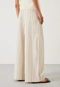 Elissia Striped Cotton Wide Leg Trousers