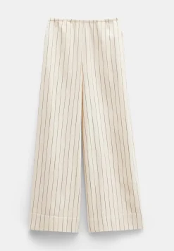 Elissia Striped Cotton Wide Leg Trousers