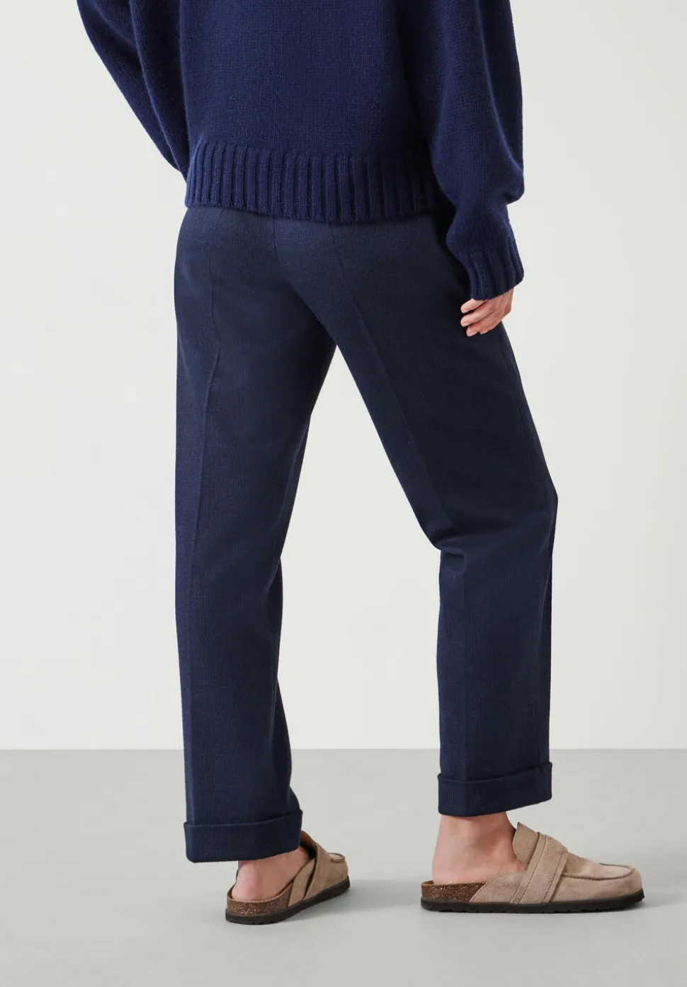 Eliz Slim Wool Blend Check Trousers