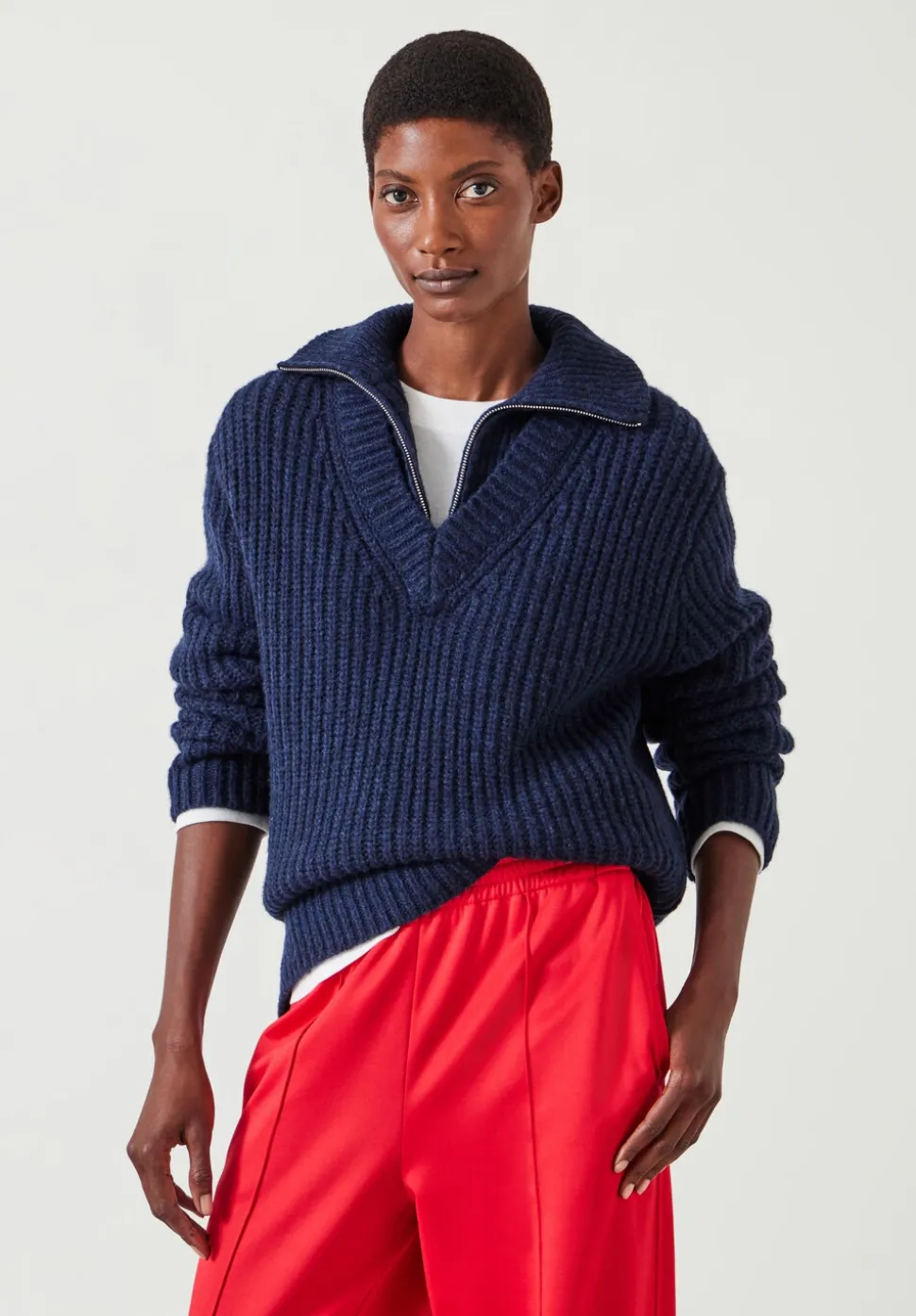 Ella Zip V Neck Jumper
