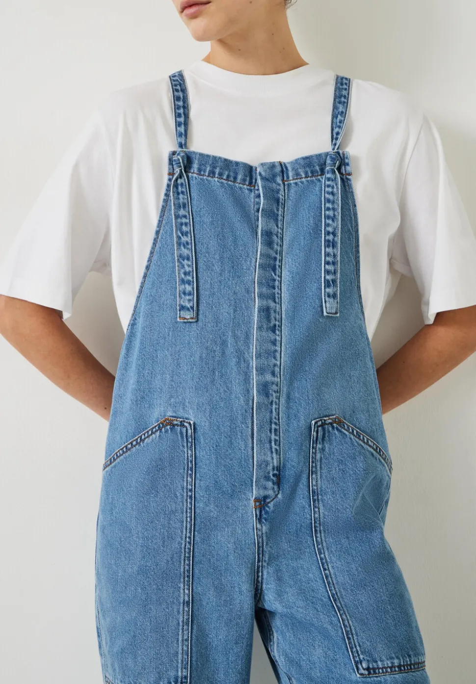 Ellie Denim Cropped Dungarees