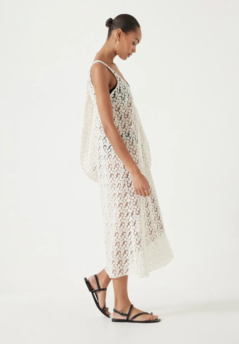 Embroidered Sleeveless Floral Dress