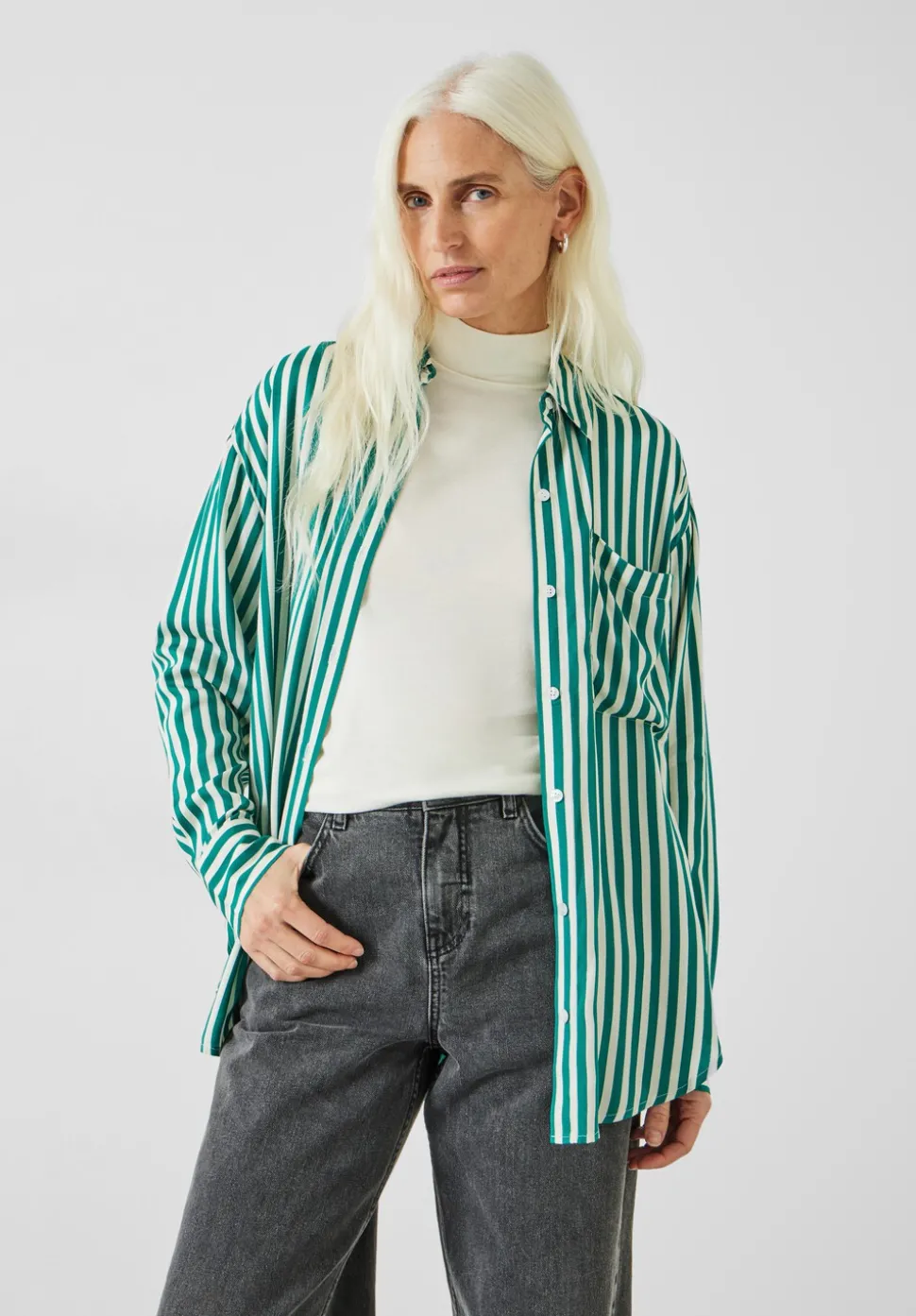 Emely Oversized Stripe Fluid Shirt