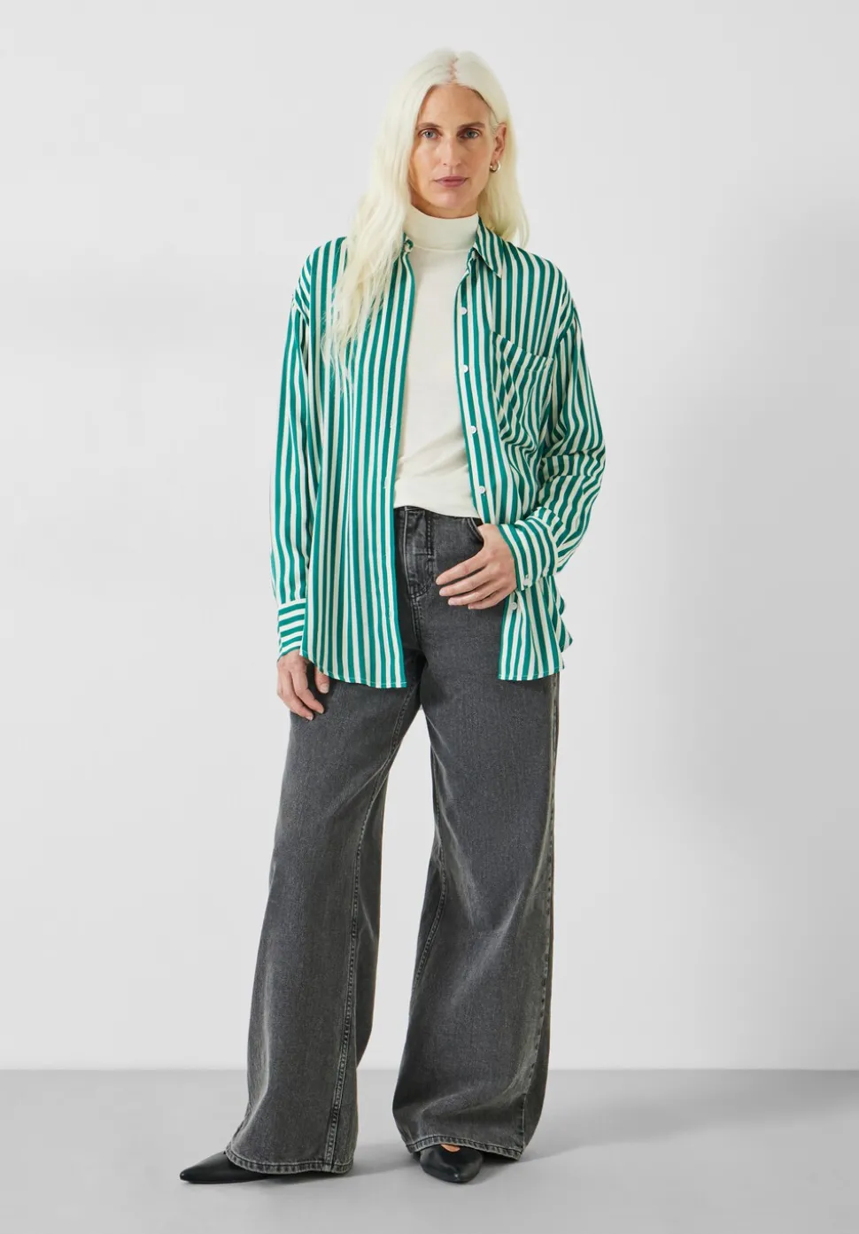 Emely Oversized Stripe Fluid Shirt