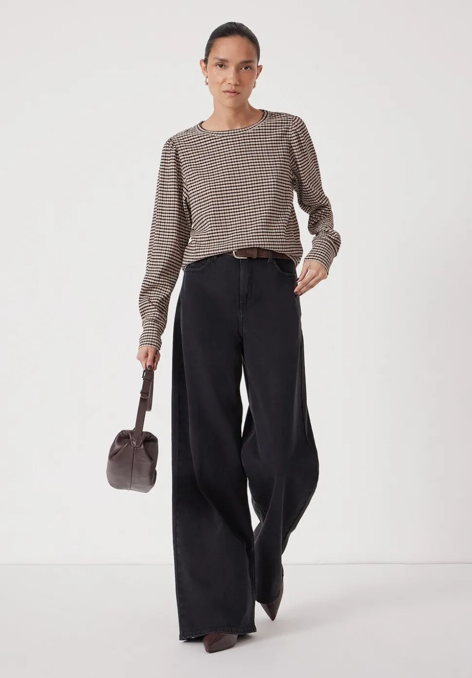 Emily Gingham Puff Sleeve Top