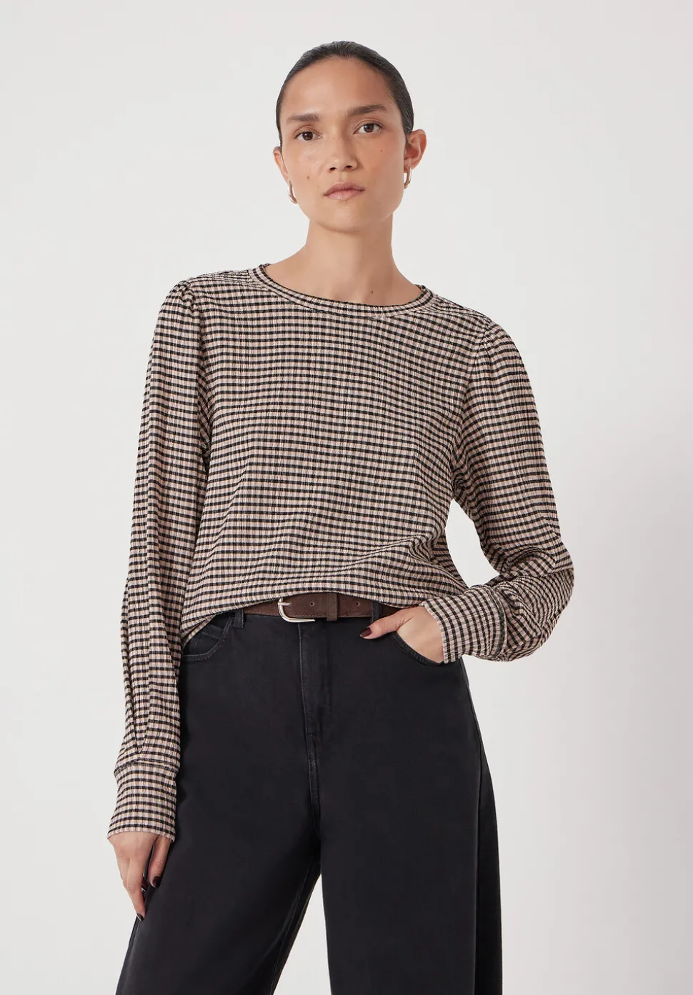 Emily Gingham Puff Sleeve Top