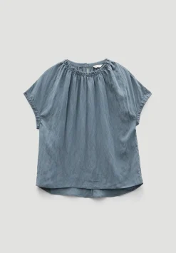 Gathered Crew Neck Detail Top