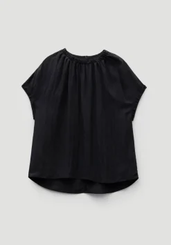 Gathered Crew Neck Detail Top