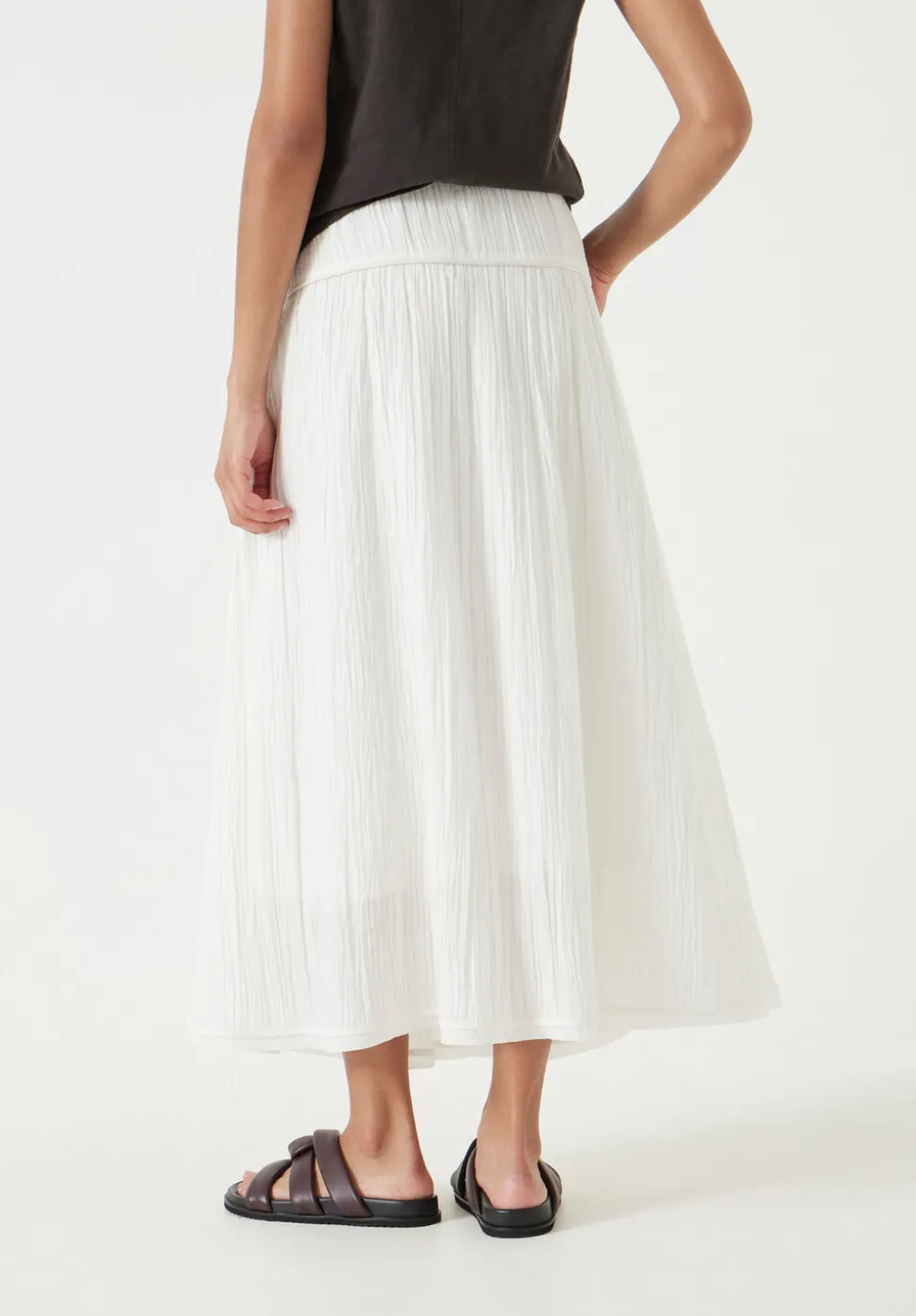Gathered Detail Midi Skirt