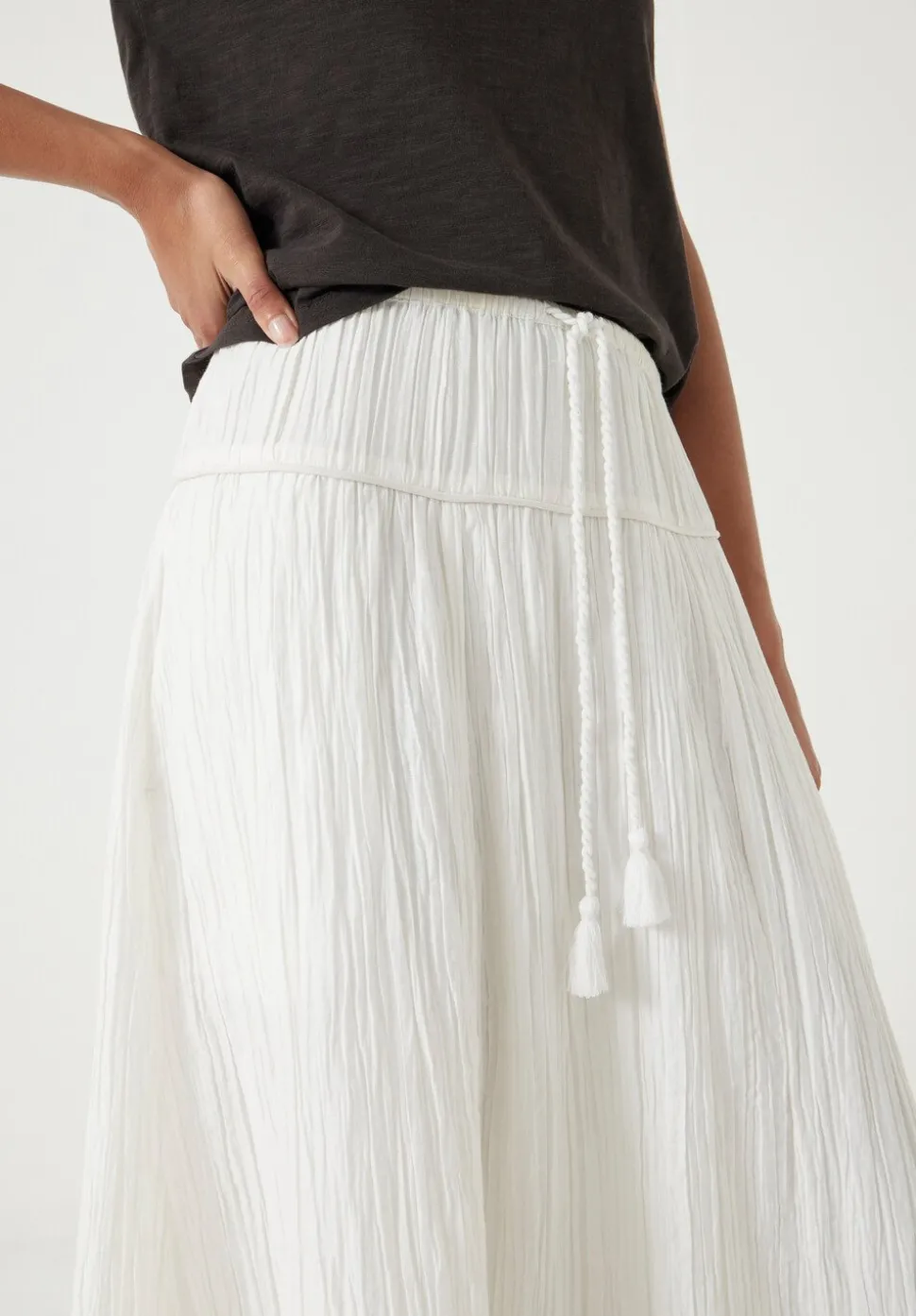 Gathered Detail Midi Skirt
