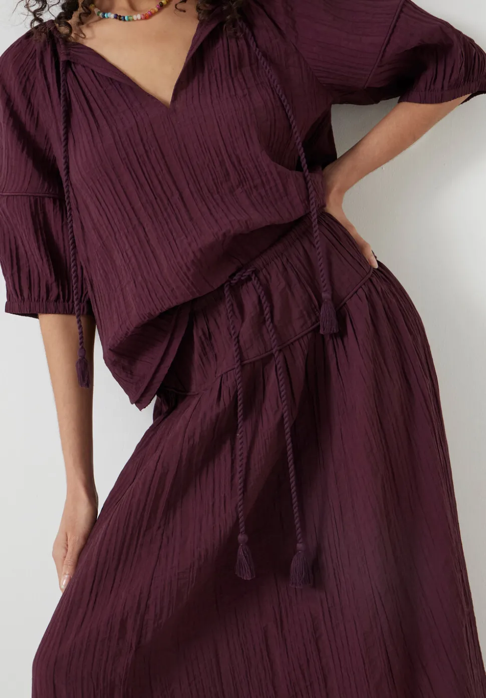 Gathered Detail Midi Skirt