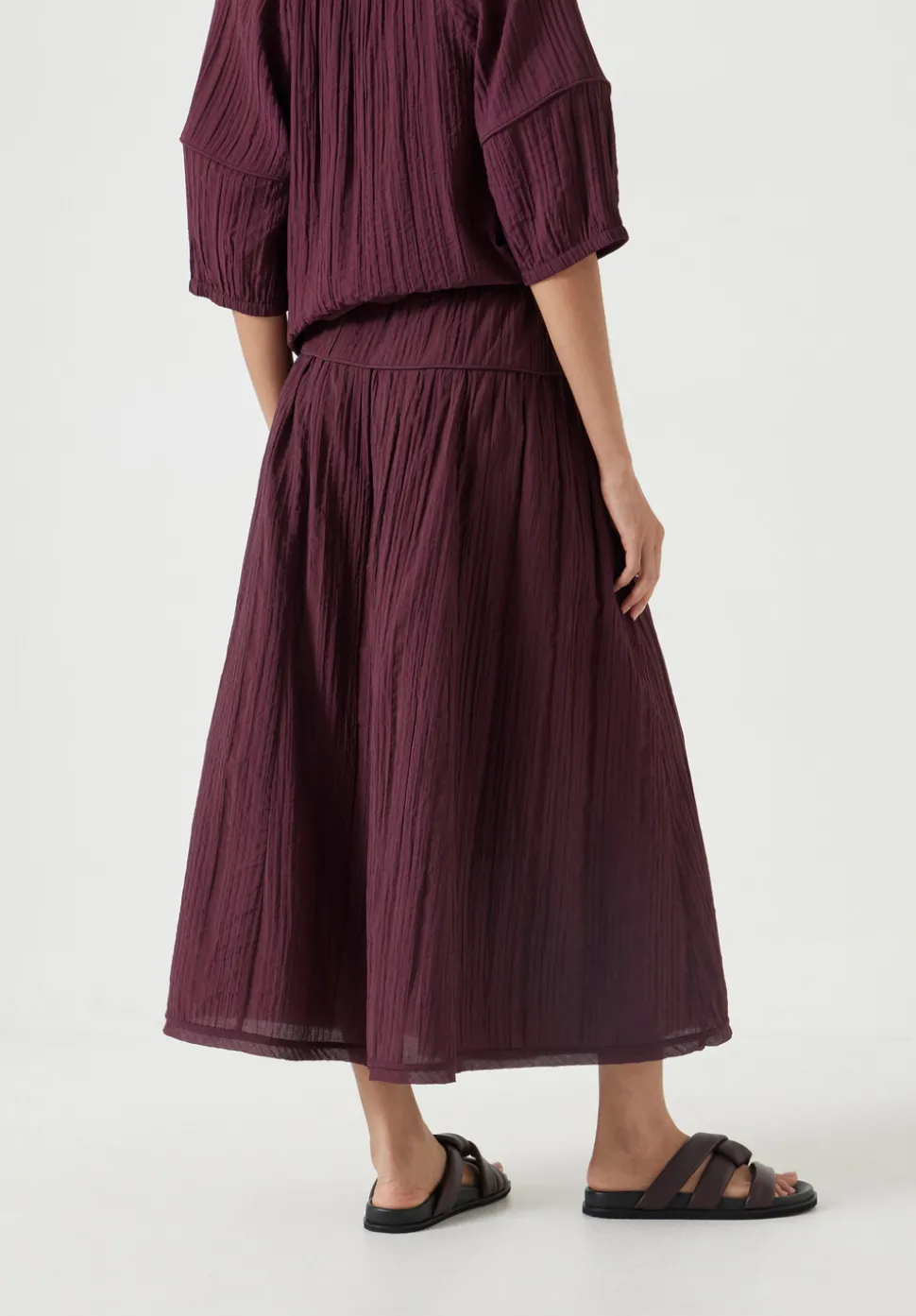 Gathered Detail Midi Skirt