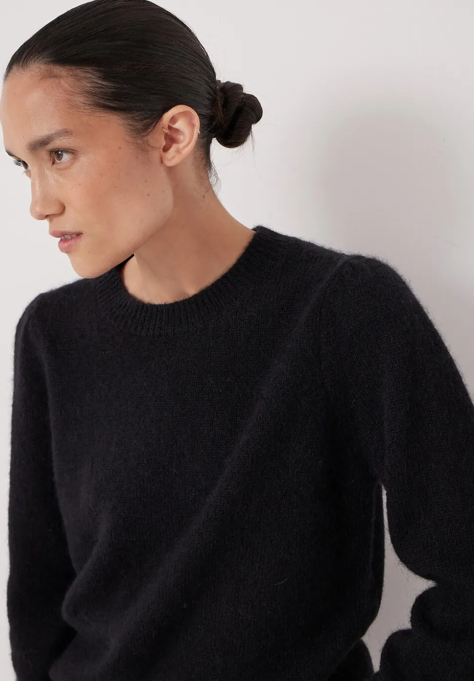 Gathered Shoulder Wool Blend Jumper