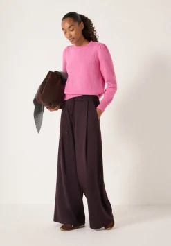 Gathered Shoulder Wool Blend Jumper