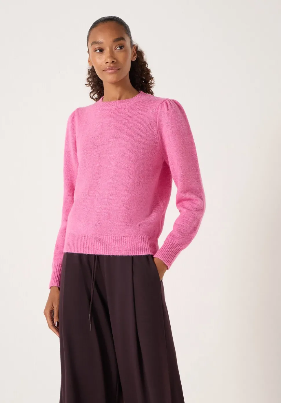 Gathered Shoulder Wool Blend Jumper