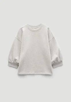 Gathered Sleeve Cotton Sweatshirt