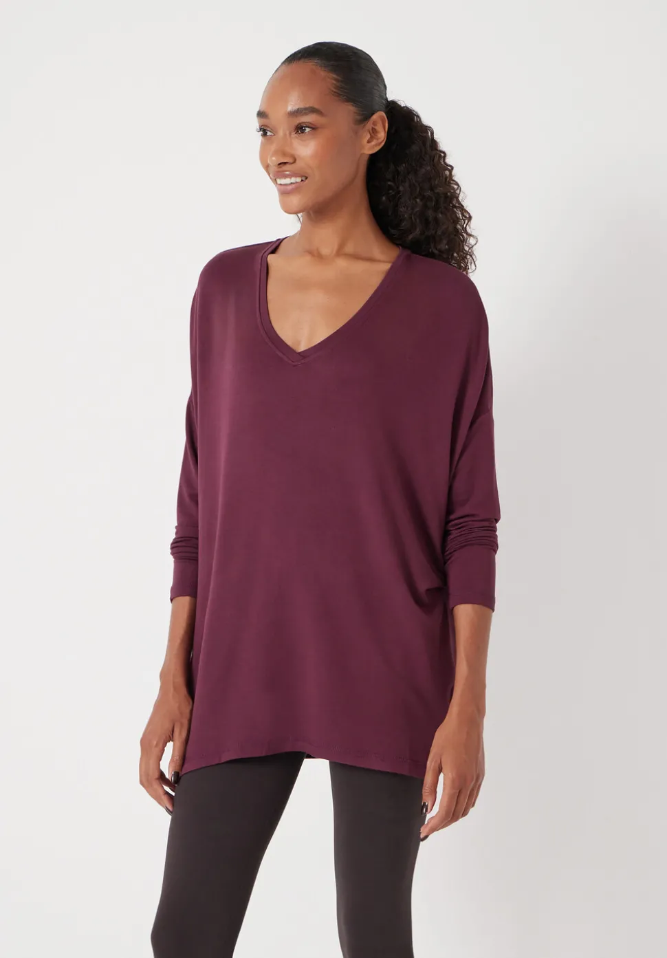 Gillian Wide Jersey V Neck Top