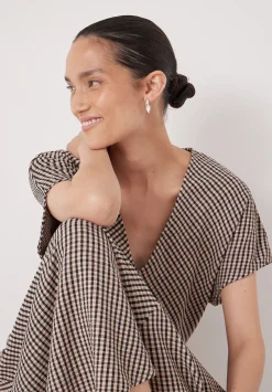 Grace Jersey Gingham Check V-Neck Maxi Dress