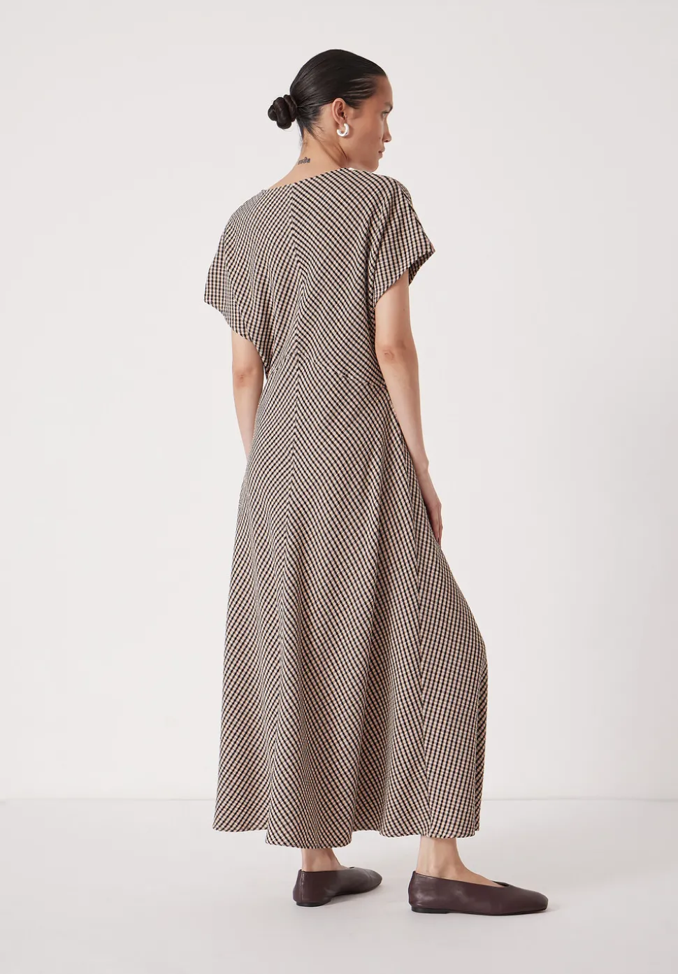 Grace Jersey Gingham Check V-Neck Maxi Dress