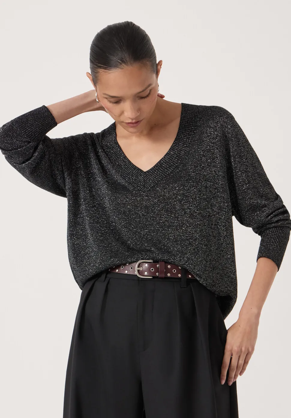 Gracey V Neck Metallic Jumper