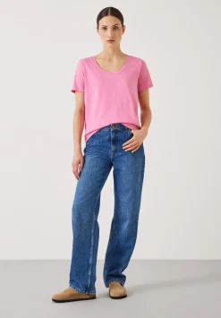 Hari Scoop Neck Cotton Slub T-Shirt