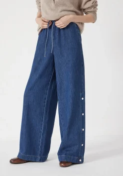 Harri Popper Detail Wide Leg Jeans